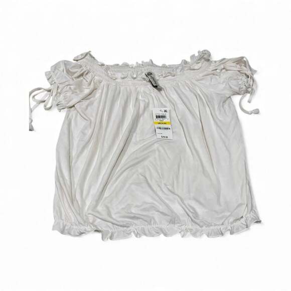 American Rag Tops - American Rag Women's Off-The-Shoulder Ruffle Smocked Peasant Blouse White Size M